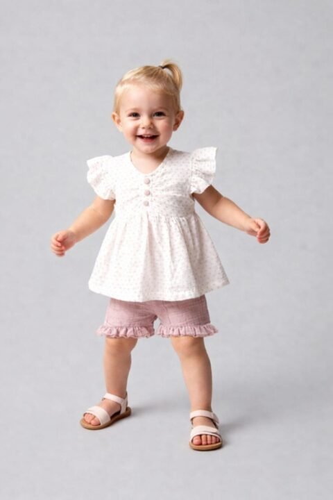 Καλοκαιρινό Παιδικό Σετ για Κοριτσάκι με Μπλουζάκι και Σορτσάκι 🌸