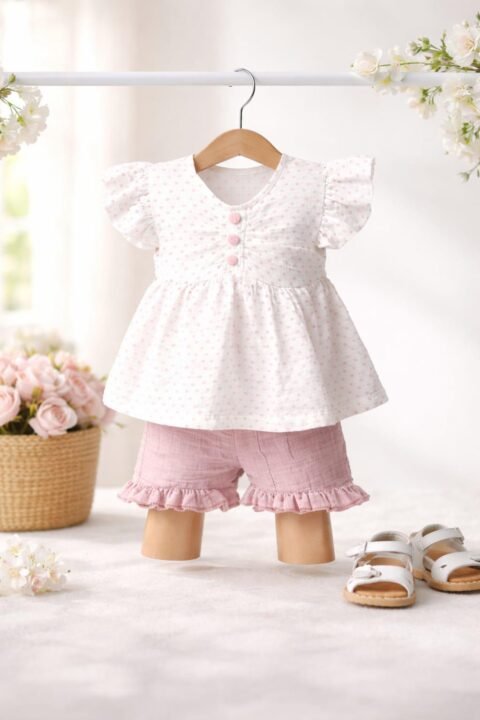 Alternative view of Καλοκαιρινό Παιδικό Σετ για Κοριτσάκι με Μπλουζάκι και Σορτσάκι 🌸