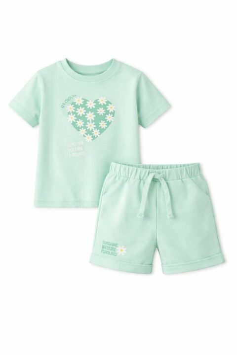 Alternative view of Παιδικό Καλοκαιρινό Σετ Κοριτσιού Μέντα με Μπλουζάκι & Σορτσάκι 🌼