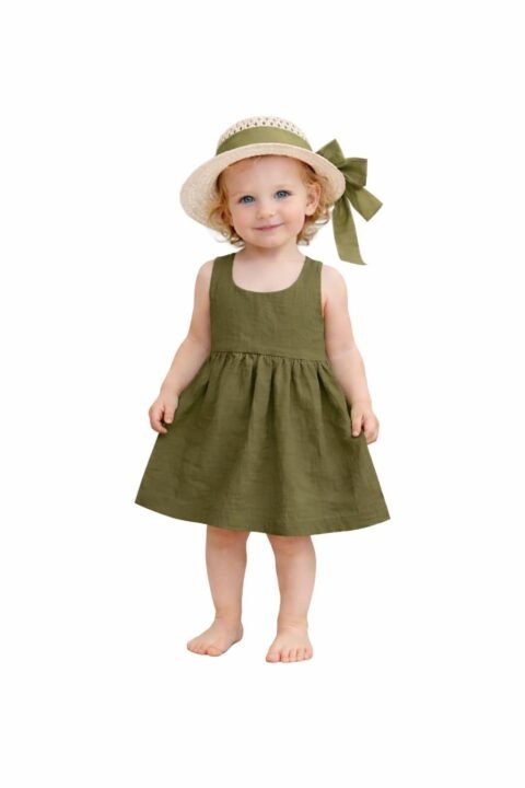 Παιδικό Καλοκαιρινό Φόρεμα Κοριτσιού Χακί 🌿