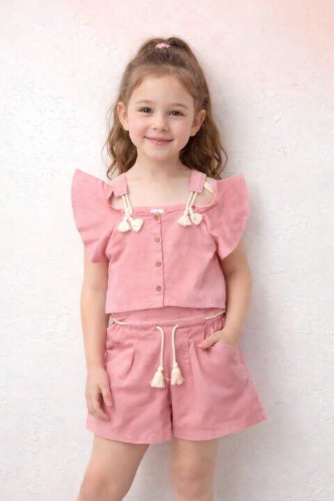 Ρομαντικό Καλοκαιρινό Σετ Κοριτσιού σε Απαλό Ροζ 🌸