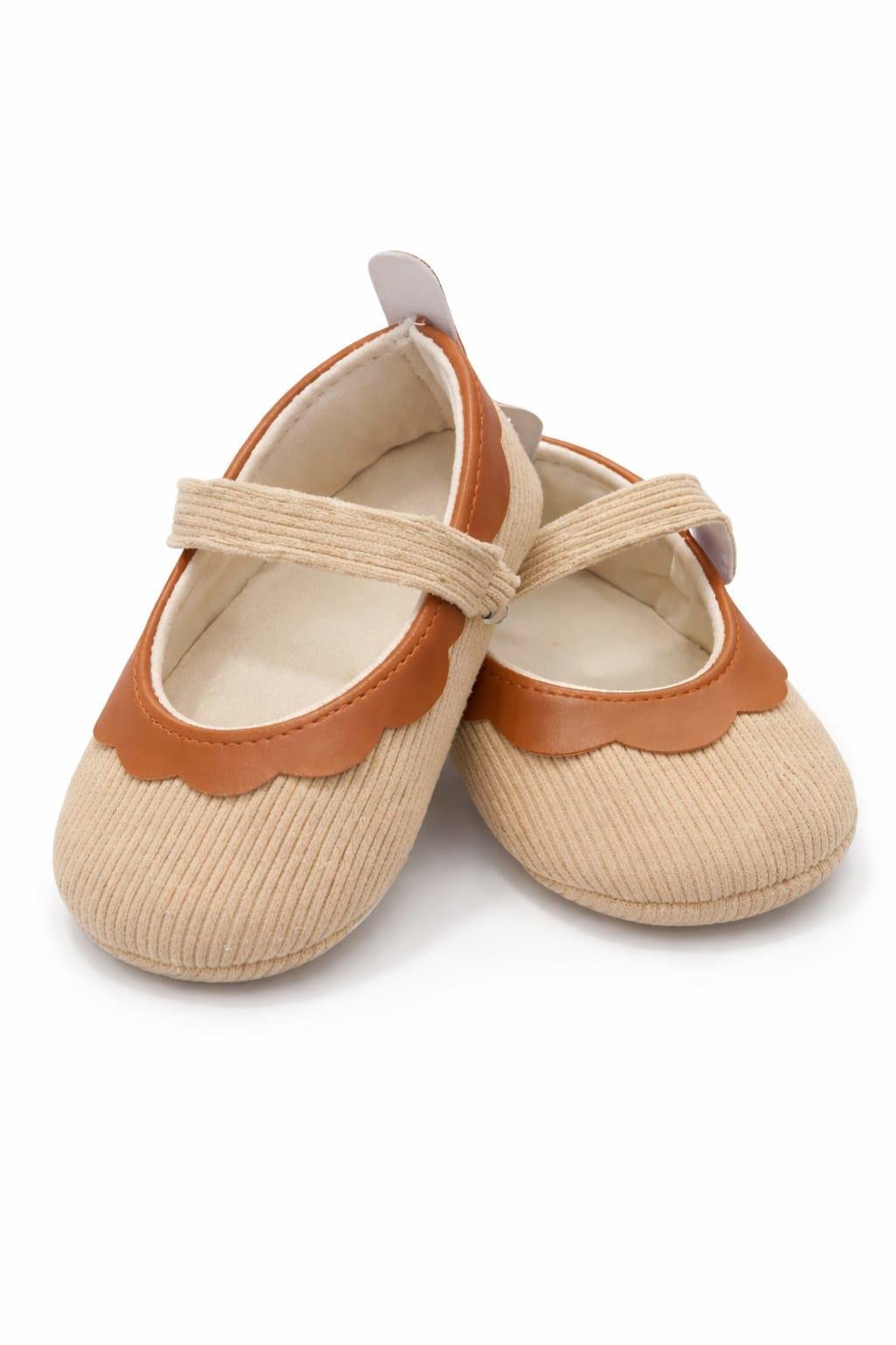 Βρεφικά Παπουτσάκια Μπεζ με Καφέ για Κοριτσάκι 👶🤎