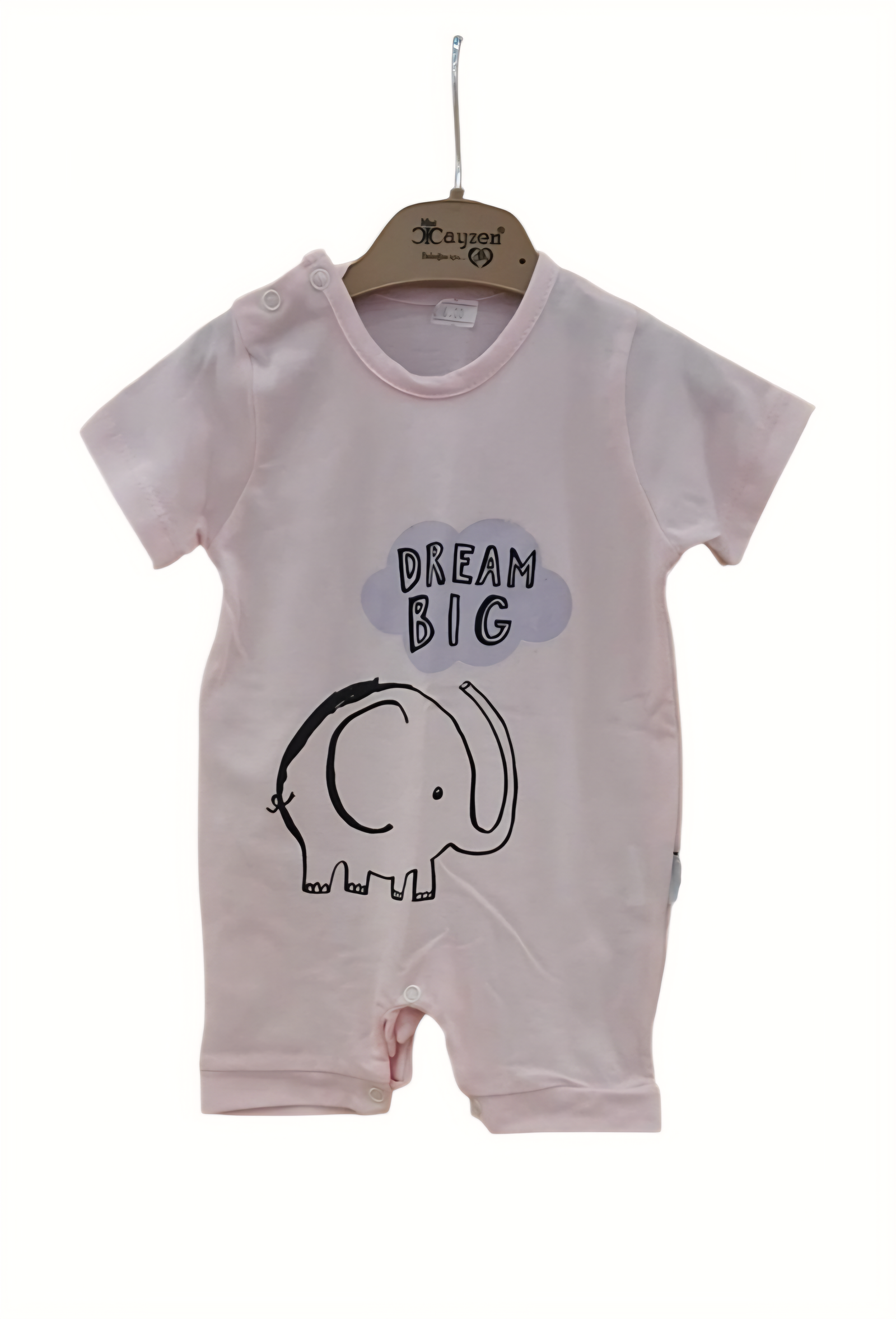 Alternative view of Καλοκαιρινό Βρεφικό Φορμάκι Ροζ με Ελεφαντάκι “Dream Big”