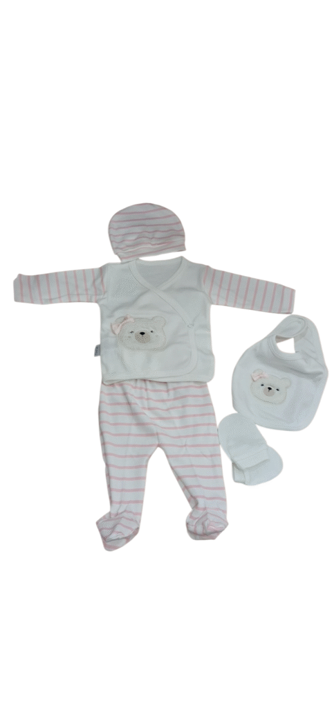 Alternative view of Βρεφικό Σετ 5 Τεμαχίων με Σαλιάρες, Γαντάκια, Σκουφάκι & Πιτζαμάκι