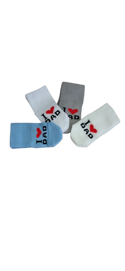Alternative view of Σετ Βρεφικές Κάλτσες 4 Τεμαχίων “Love Dad” – Απαλές & Χαριτωμένες 💙