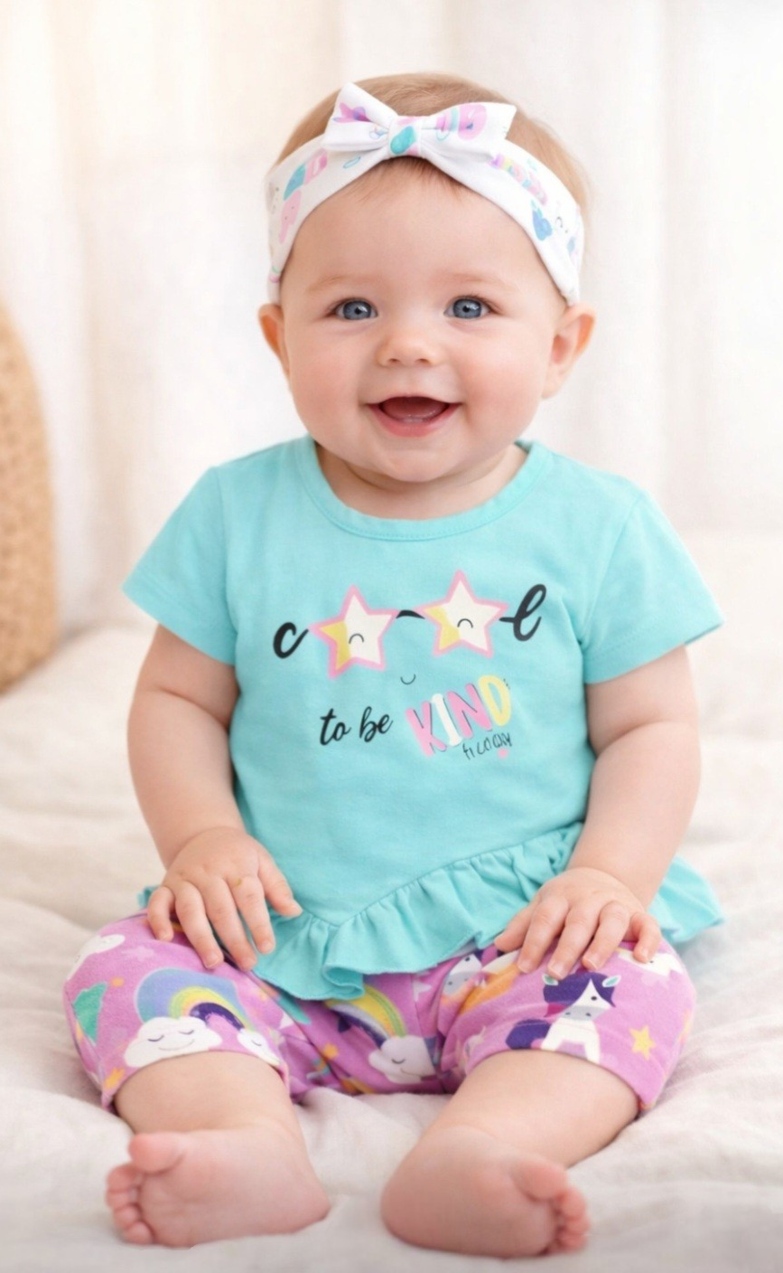 Καλοκαιρινό Βρεφικό Σετ 2 Τεμαχίων – Απαλό Βαμβακερό Μπλουζάκι & Σορτσάκι