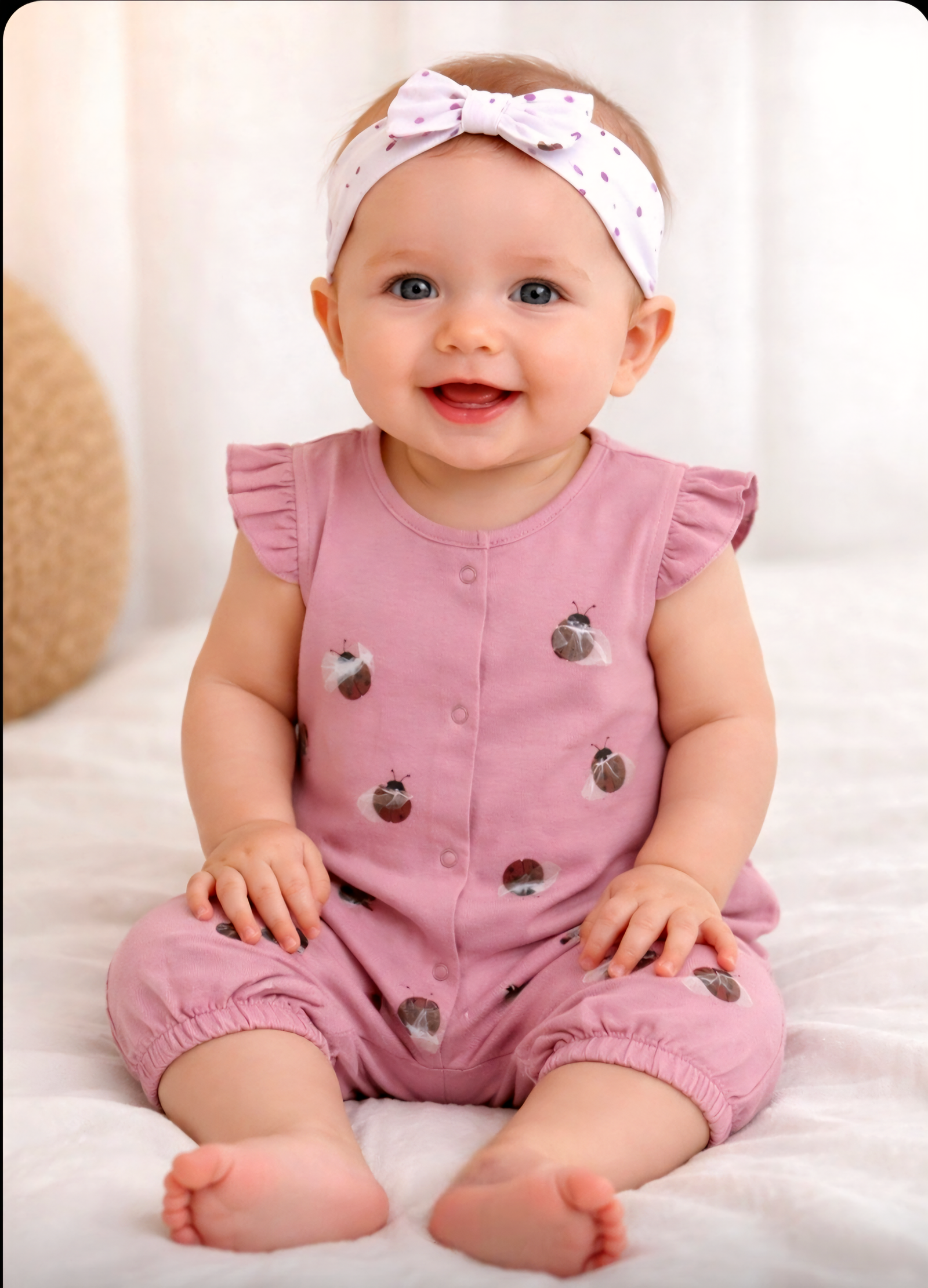 Καλοκαιρινό Βρεφικό Φορμάκι Ροζ με Σχέδιο Πασχαλίτσες