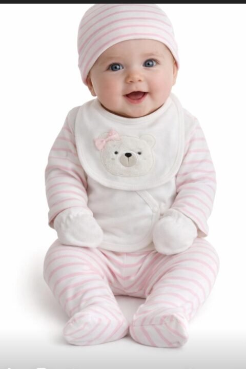 Βρεφικό Σετ 5 Τεμαχίων με Σαλιάρες, Γαντάκια, Σκουφάκι & Πιτζαμάκι