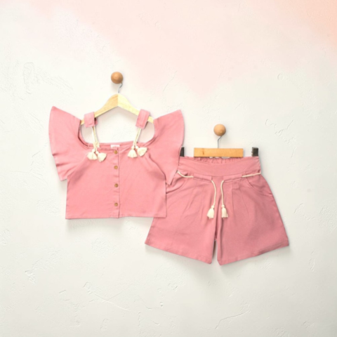 Alternative view of Ρομαντικό Καλοκαιρινό Σετ Κοριτσιού σε Απαλό Ροζ 🌸