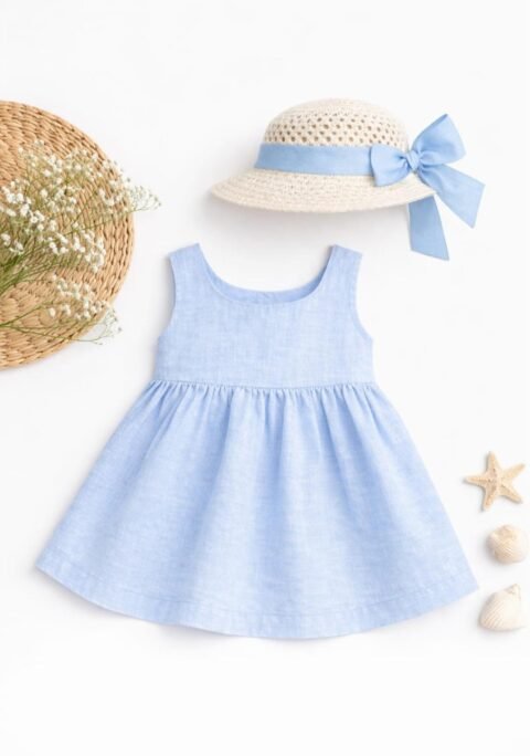 Alternative view of Βρεφικό Φόρεμα Σετ με Καπέλο – Ρομαντική Κομψότητα για Μικρές Πριγκίπισσες