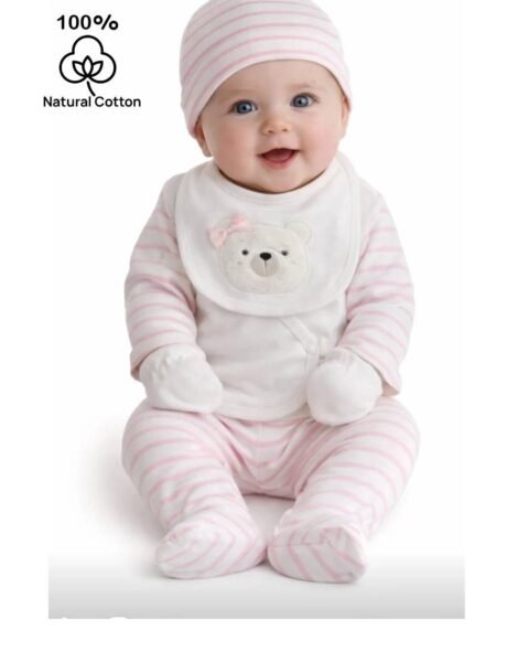 Βρεφικό Σετ 5 Τεμαχίων με Σαλιάρες, Γαντάκια, Σκουφάκι & Πιτζαμάκι