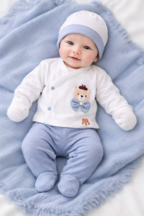 Βρεφικό Σετ 5 Τεμαχίων 100% Βαμβάκι – Πλήρης Φροντίδα για Νεογέννητα 0,3 μηνων